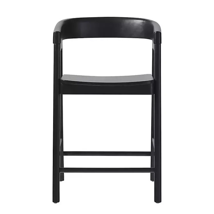 Bar Stools & Counter Height Stools-Kirklands Home Wood Rounded Modern Counter Stool Black