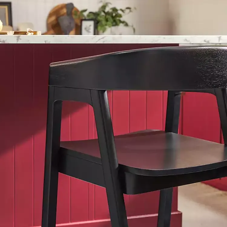 Bar Stools & Counter Height Stools-Kirklands Home Wood Rounded Modern Counter Stool Black