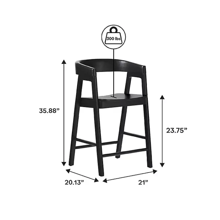 Bar Stools & Counter Height Stools-Kirklands Home Wood Rounded Modern Counter Stool Black