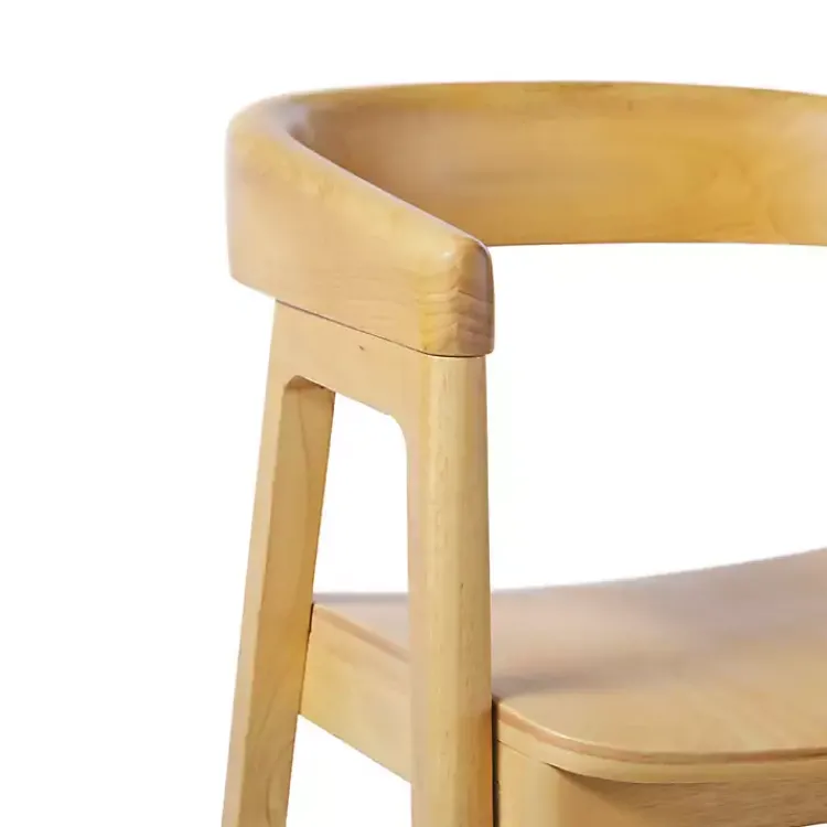 Bar Stools & Counter Height Stools-Kirklands Home Natural Wood Rounded Modern Counter Stool Tan