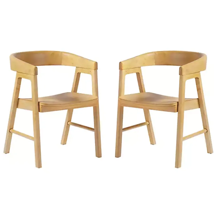 Dining Chairs-Kirklands Home Natural Rounded Modern Dining Chairs, Set of 2 Tan