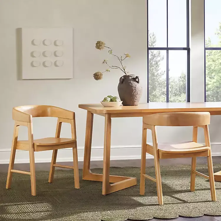 Dining Chairs-Kirklands Home Natural Rounded Modern Dining Chairs, Set of 2 Tan