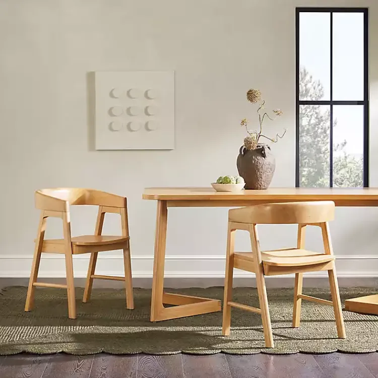 Dining Chairs-Kirklands Home Natural Rounded Modern Dining Chairs, Set of 2 Tan