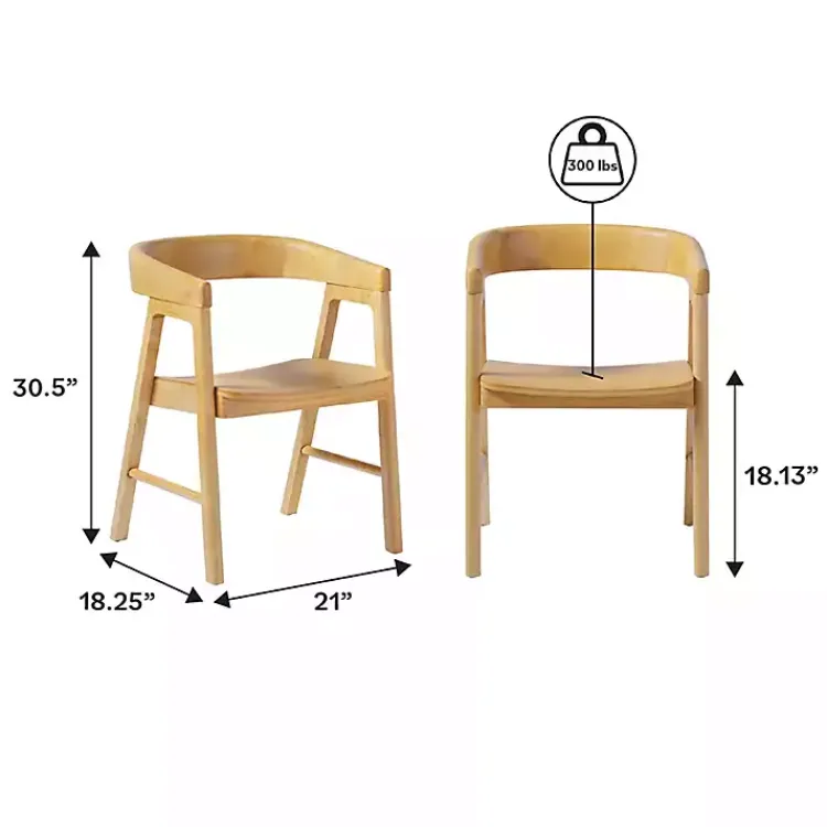 Dining Chairs-Kirklands Home Natural Rounded Modern Dining Chairs, Set of 2 Tan