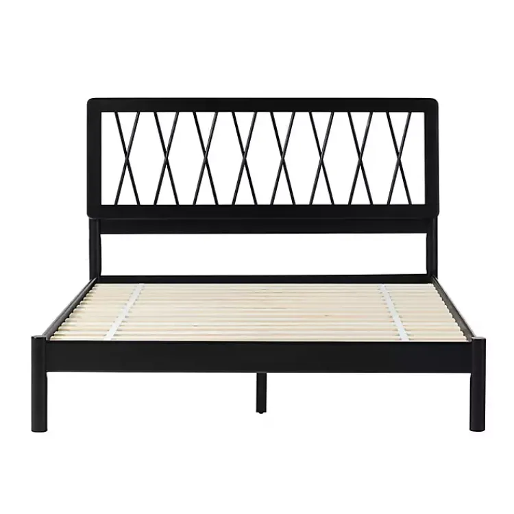Beds & Headboards-Kirklands Home Wood Spindle Headboard Queen Bed Black