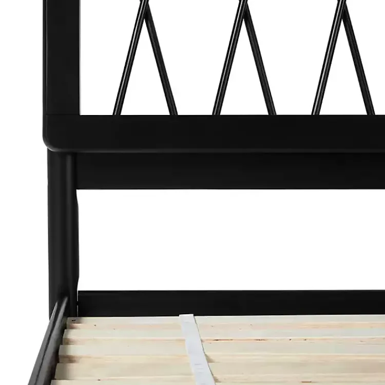 Beds & Headboards-Kirklands Home Wood Spindle Headboard Queen Bed Black