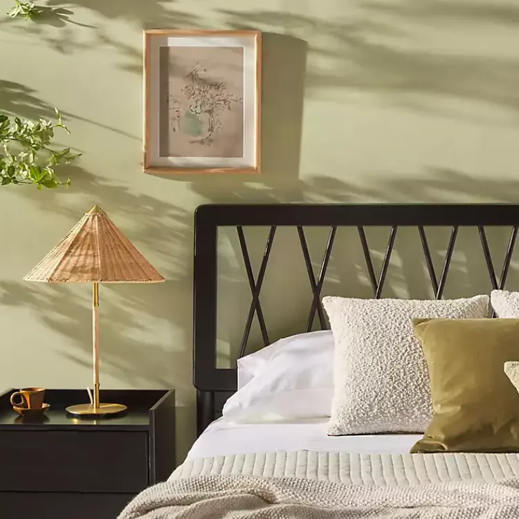 Beds & Headboards-Kirklands Home Wood Spindle Headboard Queen Bed Black