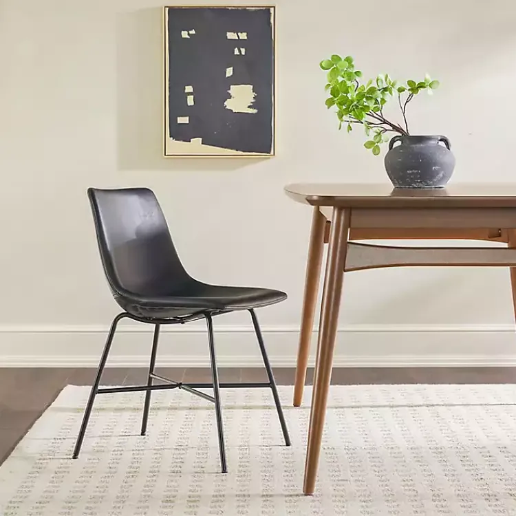 Dining Chairs-Kirklands Home Faux Leather Scoop Dining Chairs, Set of 2 Black