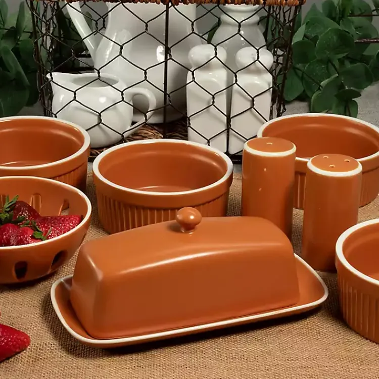 Kitchen Accessories-Kirklands Home Tempo Terracotta 7-pc. Countertop Accessory Set Brown