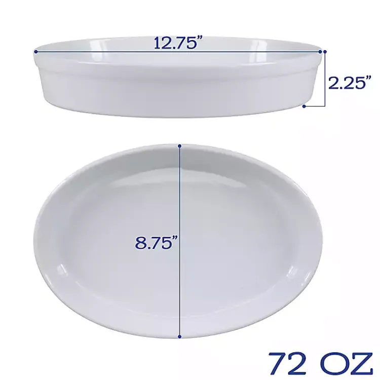 Bakeware & Cookware-Kirklands Home Ceramic Oval Bakers, Set of 2 White