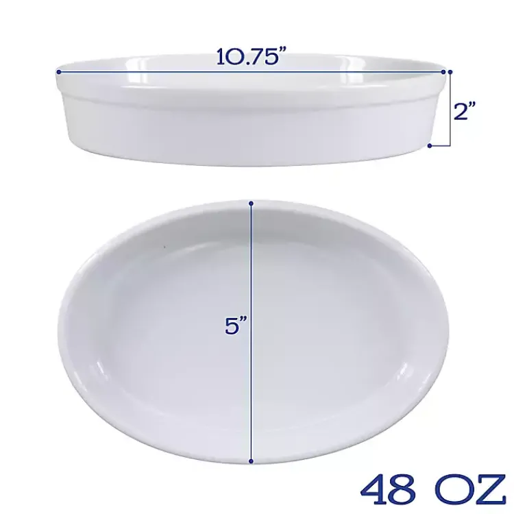Bakeware & Cookware-Kirklands Home Ceramic Oval Bakers, Set of 2 White