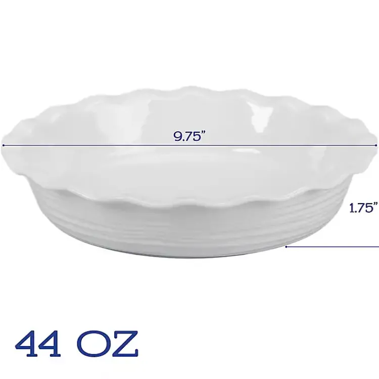 Bakeware & Cookware-Kirklands Home Ceramic Scalloped Pie Dish White