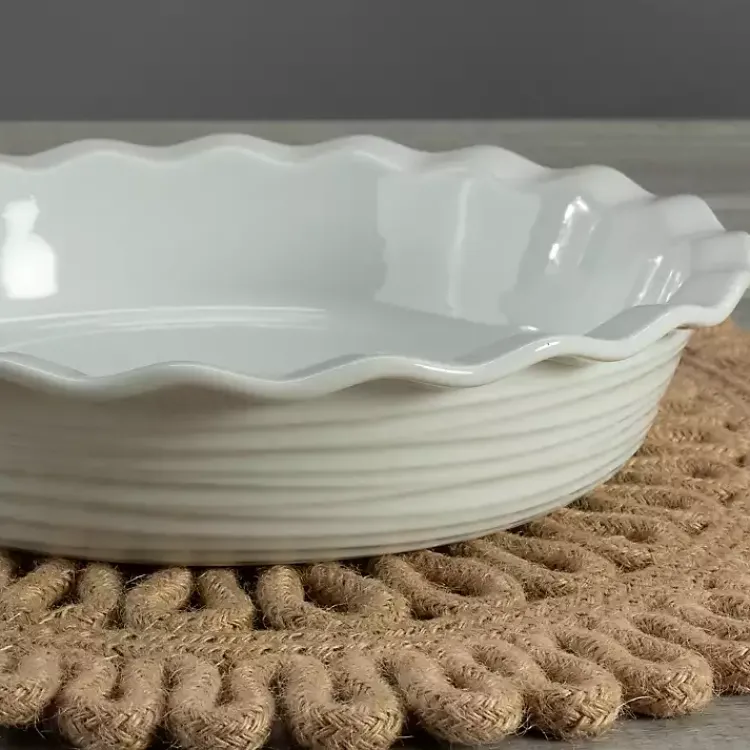Bakeware & Cookware-Kirklands Home Ceramic Scalloped Pie Dish White