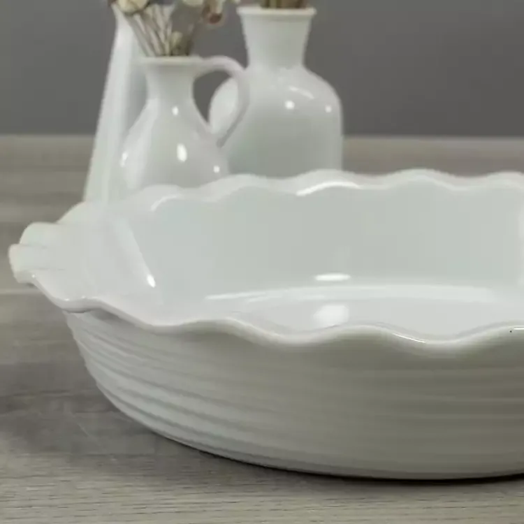 Bakeware & Cookware-Kirklands Home Ceramic Scalloped Pie Dish White