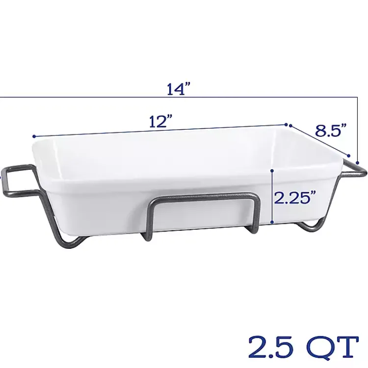 Bakeware & Cookware-Kirklands Home Ceramic 2-pc. Baker Set with Racks White