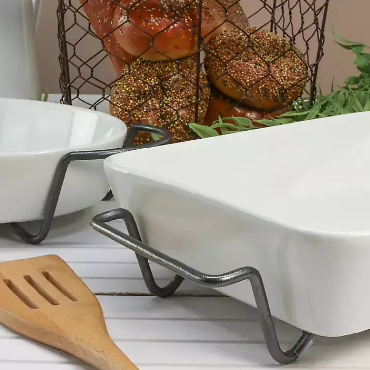 Bakeware & Cookware-Kirklands Home Ceramic 2-pc. Baker Set with Racks White