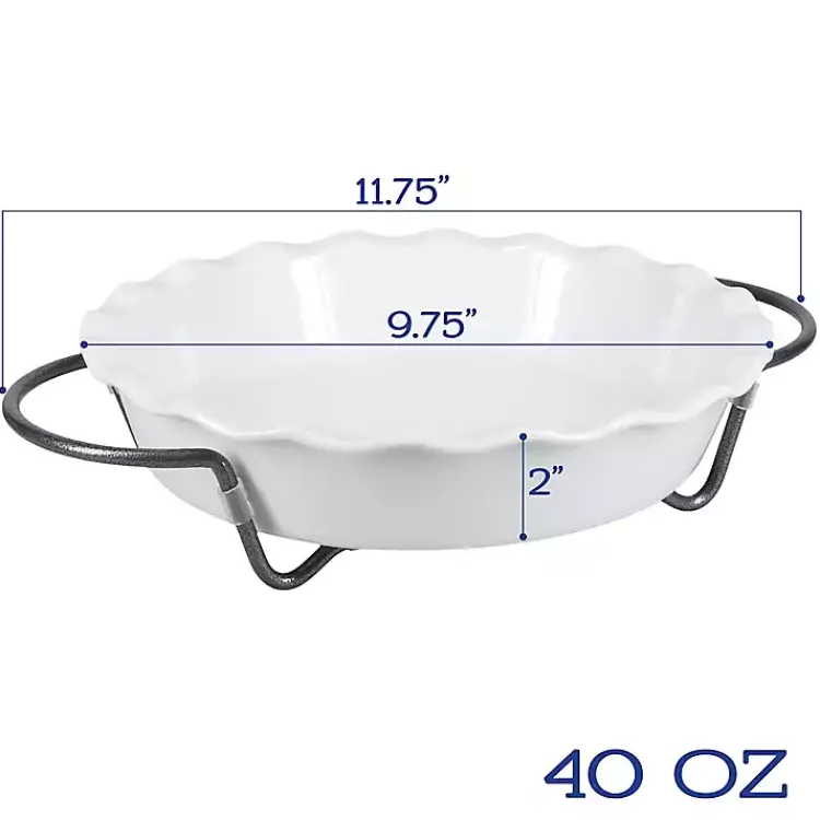 Bakeware & Cookware-Kirklands Home Ceramic Baker and Pie Dish Set with Racks White