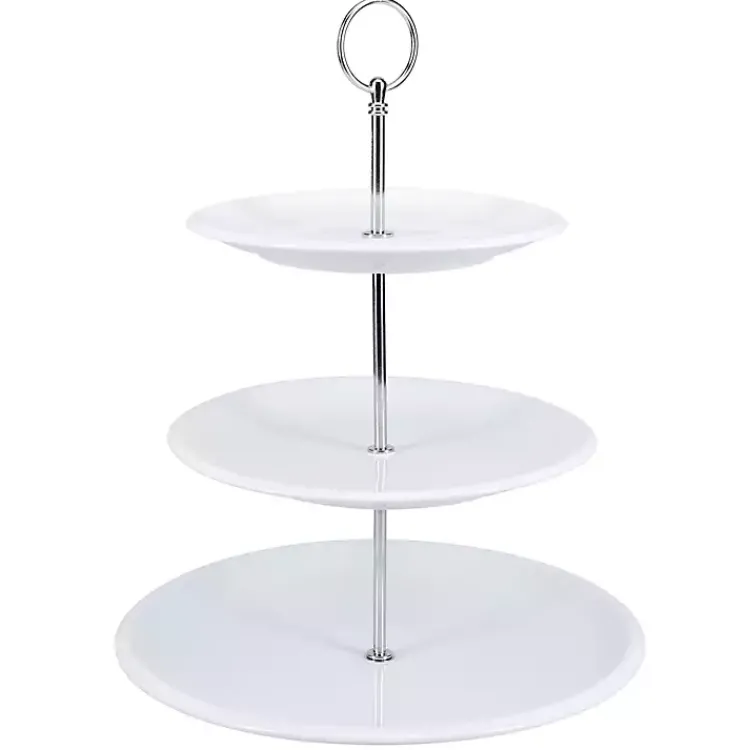 Serving & Entertaining-Kirklands Home Ceramic 3-Tier Serving Stand White