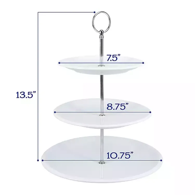 Serving & Entertaining-Kirklands Home Ceramic 3-Tier Serving Stand White