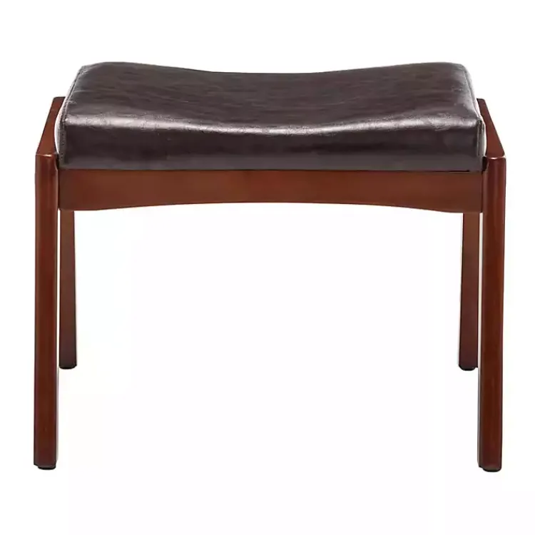 Benches & Ottomans-Kirklands Home Faux Leather Natasha Ottoman Stool Brown