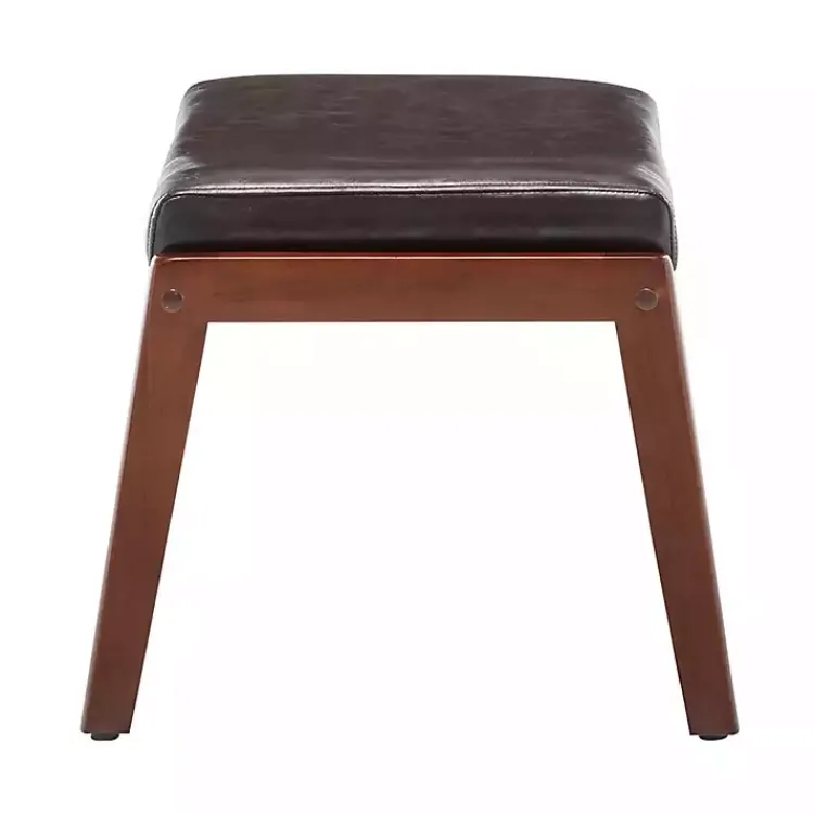 Benches & Ottomans-Kirklands Home Faux Leather Natasha Ottoman Stool Brown