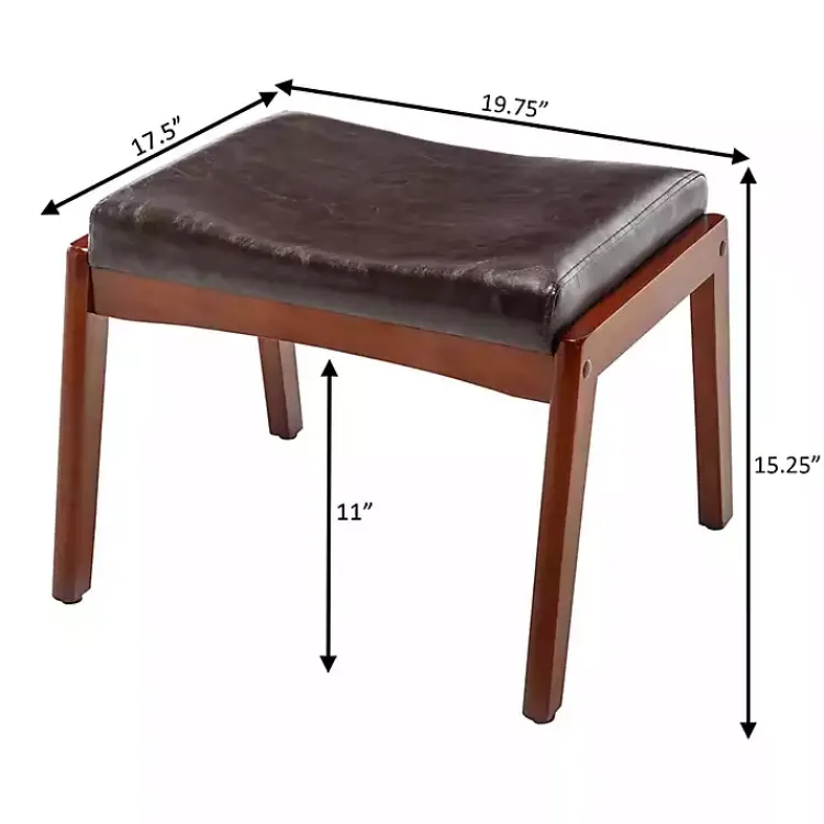 Benches & Ottomans-Kirklands Home Faux Leather Natasha Ottoman Stool Brown