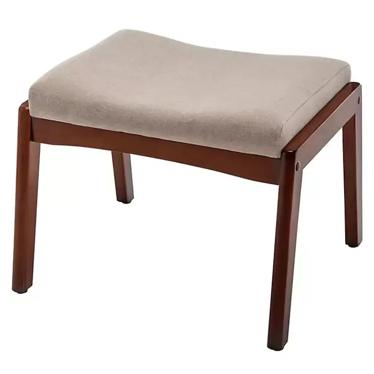 Benches & Ottomans-Kirklands Home Upholstered Natasha Ottoman Stool Tan