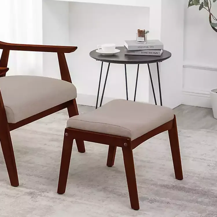 Benches & Ottomans-Kirklands Home Upholstered Natasha Ottoman Stool Tan