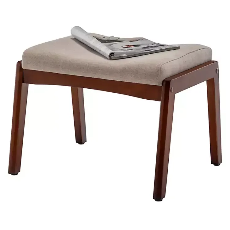 Benches & Ottomans-Kirklands Home Upholstered Natasha Ottoman Stool Tan