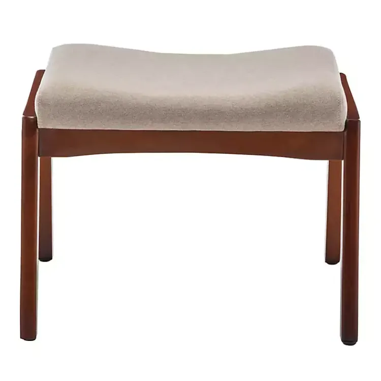 Benches & Ottomans-Kirklands Home Upholstered Natasha Ottoman Stool Tan