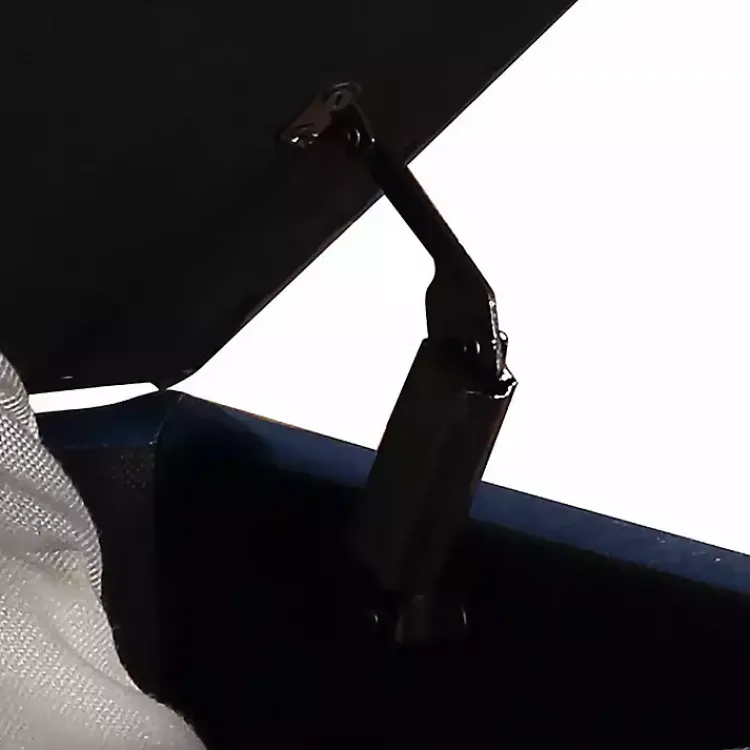 Benches & Ottomans-Kirklands Home Navy Faux Leather Jessy Storage Ottoman Blue