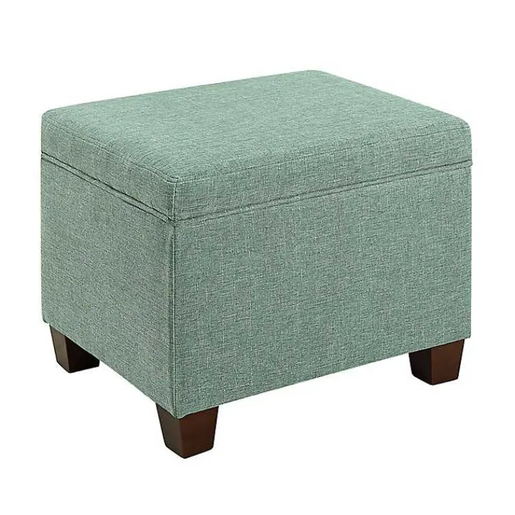 Benches & Ottomans-Kirklands Home Teal Madison Storage Ottoman Blue