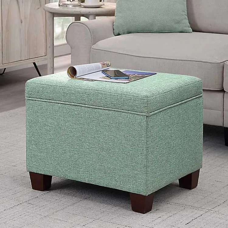 Benches & Ottomans-Kirklands Home Teal Madison Storage Ottoman Blue