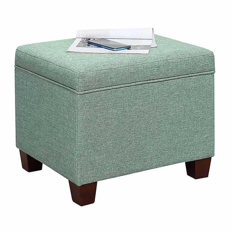 Benches & Ottomans-Kirklands Home Teal Madison Storage Ottoman Blue