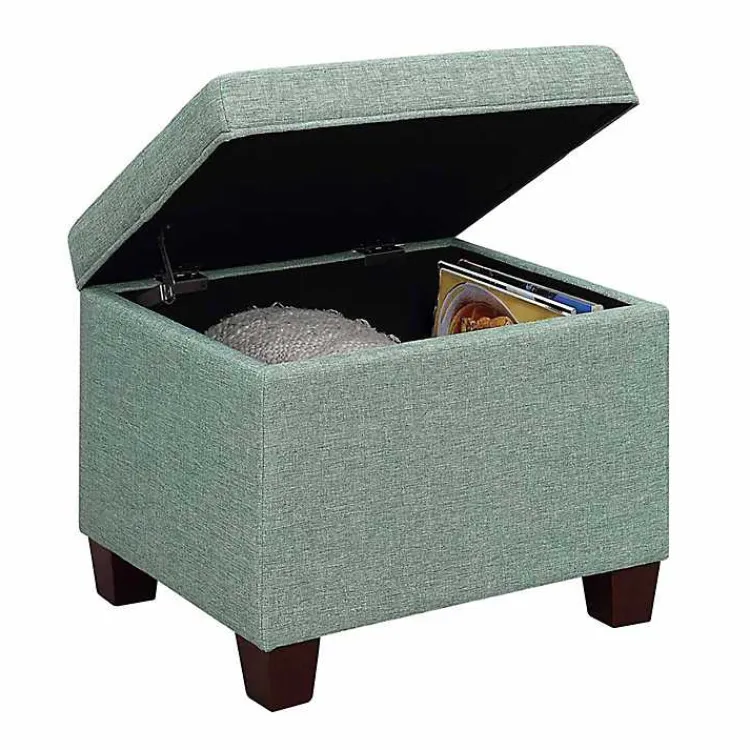 Benches & Ottomans-Kirklands Home Teal Madison Storage Ottoman Blue