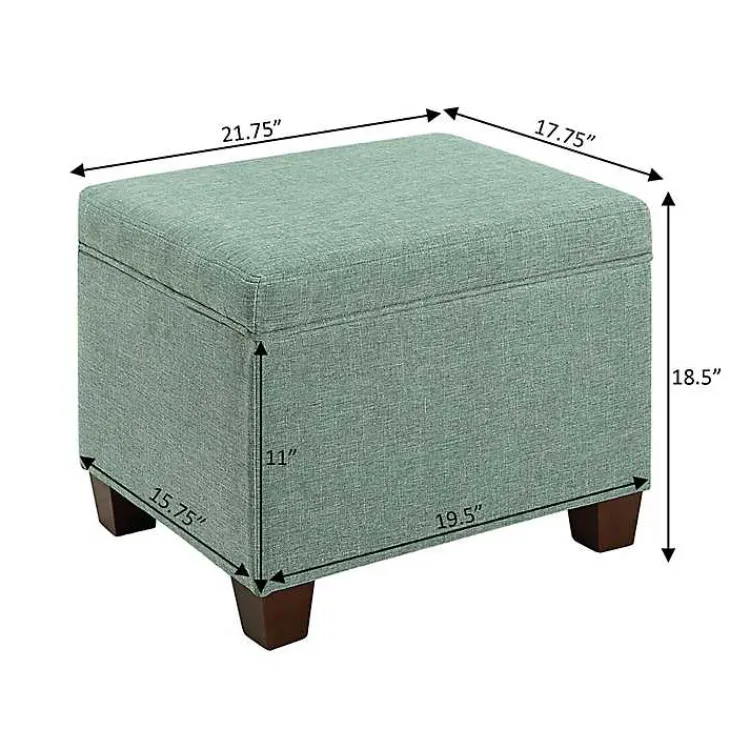 Benches & Ottomans-Kirklands Home Teal Madison Storage Ottoman Blue