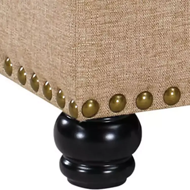 Benches & Ottomans-Kirklands Home Upholstered Carey Storage Ottoman Bench Tan