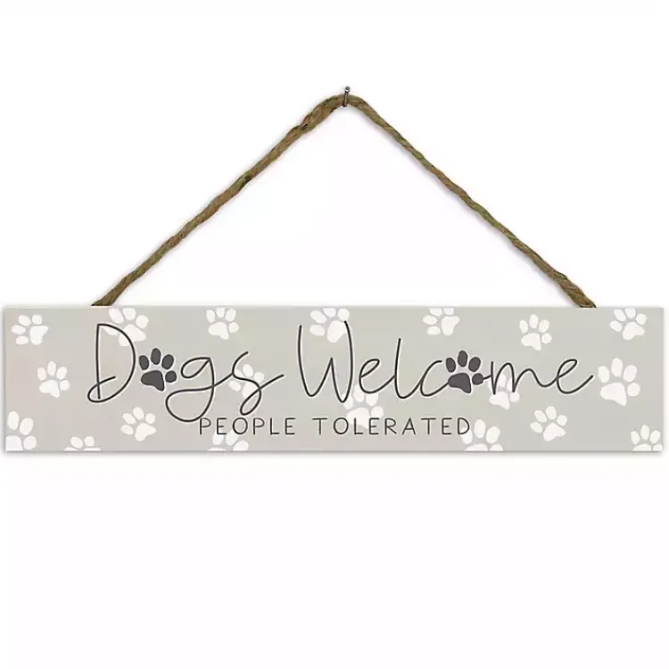 Wall Quotes & Signs-Kirklands Home Dogs Welcome Paw Prints Wall Plaque Gray