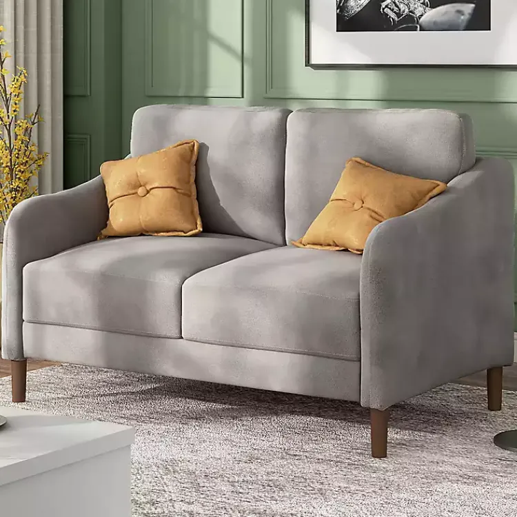Sofas & Loveseats-Kirklands Home Velvet Upholstered Modern Loveseat Gray