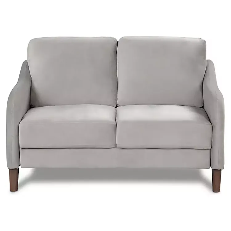 Sofas & Loveseats-Kirklands Home Velvet Upholstered Modern Loveseat Gray