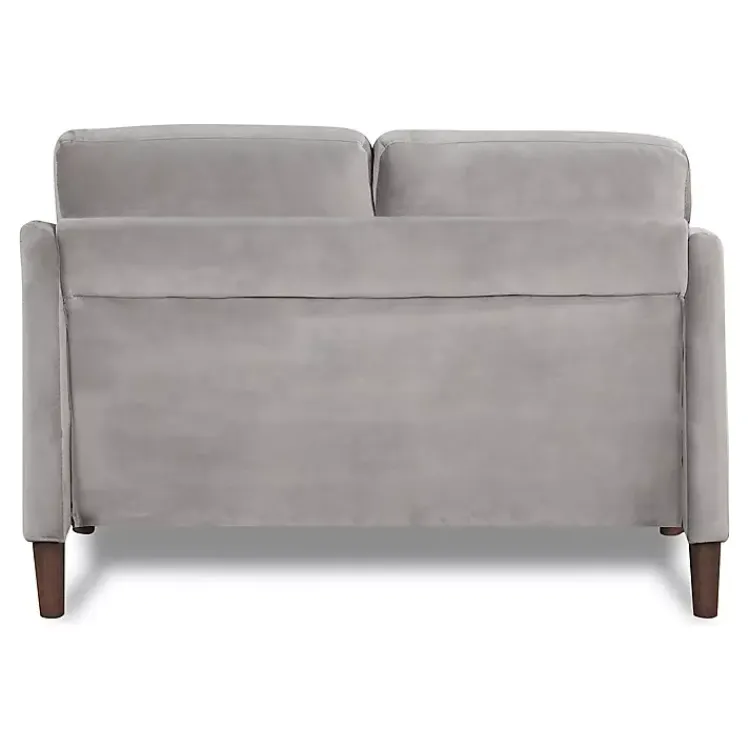 Sofas & Loveseats-Kirklands Home Velvet Upholstered Modern Loveseat Gray