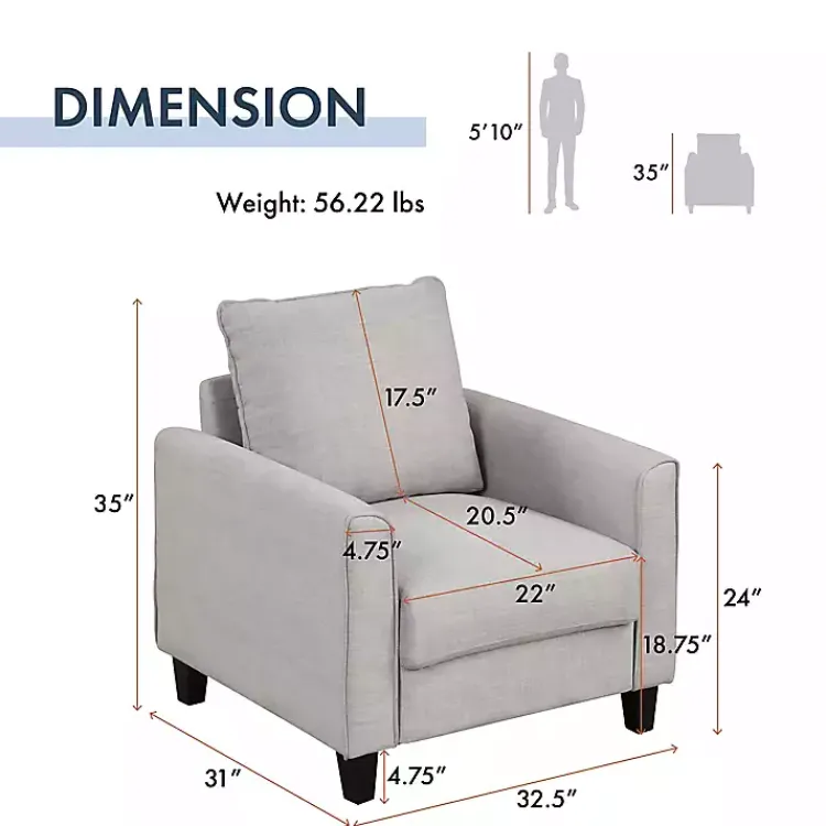 Accent Chairs-Kirklands Home Upholstered Jorden Accent Chair Gray