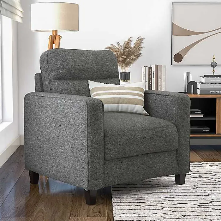 Accent Chairs-Kirklands Home Dark Performance Fabric Danna Accent Chair Gray