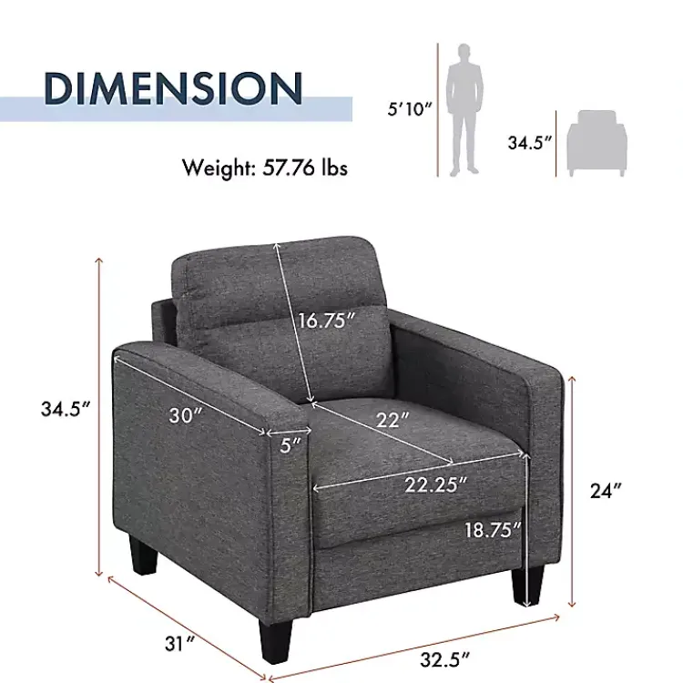 Accent Chairs-Kirklands Home Dark Performance Fabric Danna Accent Chair Gray