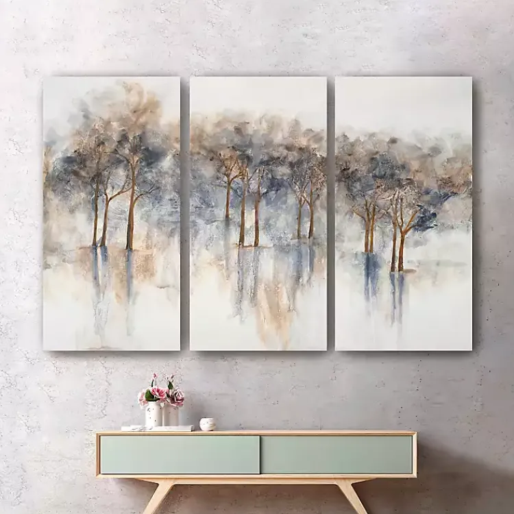 Canvas Art-Kirklands Home Misty Woods Canvas Art Prints, Set of 3 White