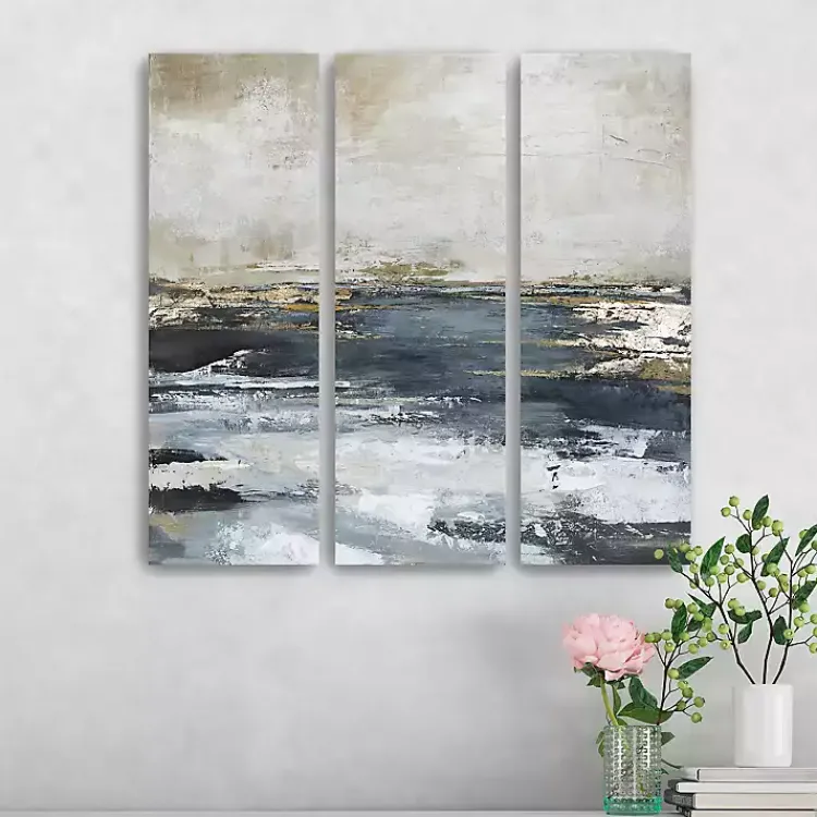 Canvas Art-Kirklands Home Bay Canvas Art Prints, Set fof 3 Blue