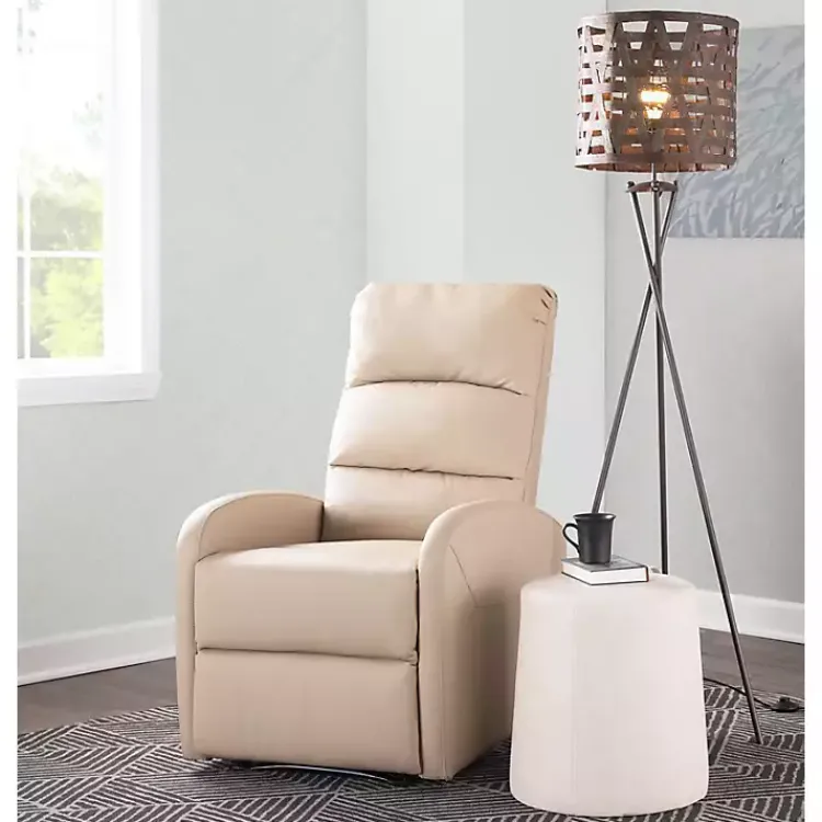 Accent Chairs-Kirklands Home Faux Leather Dormi Recliner Tan