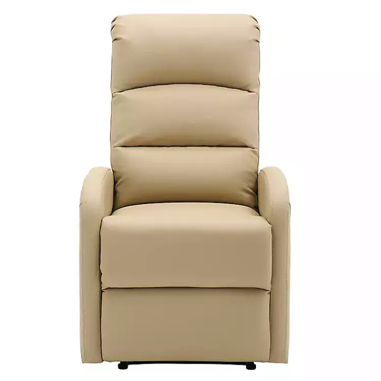 Accent Chairs-Kirklands Home Faux Leather Dormi Recliner Tan