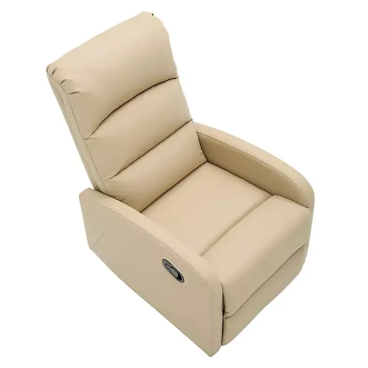 Accent Chairs-Kirklands Home Faux Leather Dormi Recliner Tan
