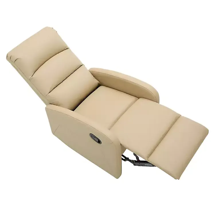 Accent Chairs-Kirklands Home Faux Leather Dormi Recliner Tan